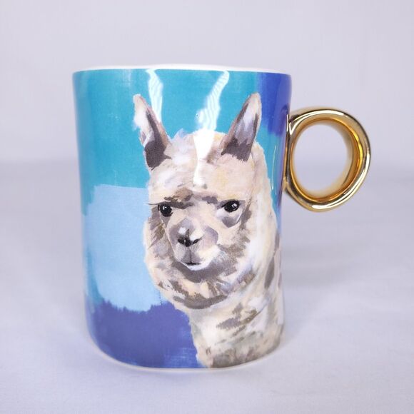 Anthropologie Other - Anthropologie Llama Mug Ceramic Lauren Walcott Gold Tone